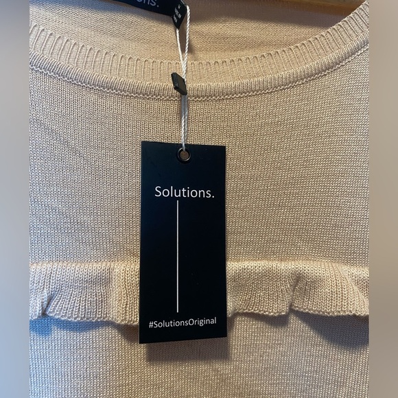 Rayon material Solutions Women's Rayon Ruffle Trim Beige Pullover Tunic Sweater - Picture 6 of 6